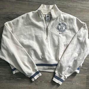 Nike White and Gray Crew Neck Sweater